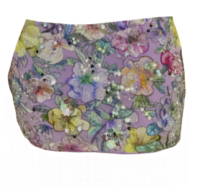 Floral 3D Sequin Mini Skirt set