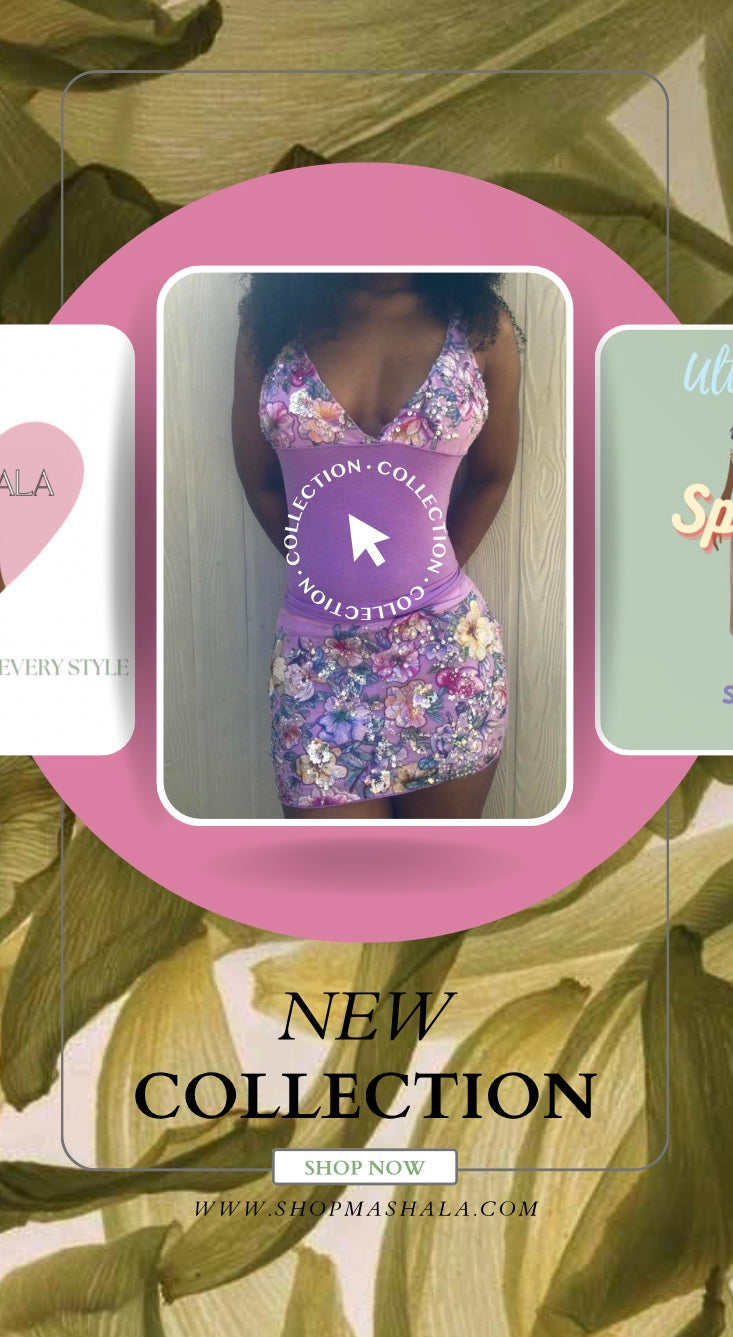 Floral 3D Sequin Mini Skirt set