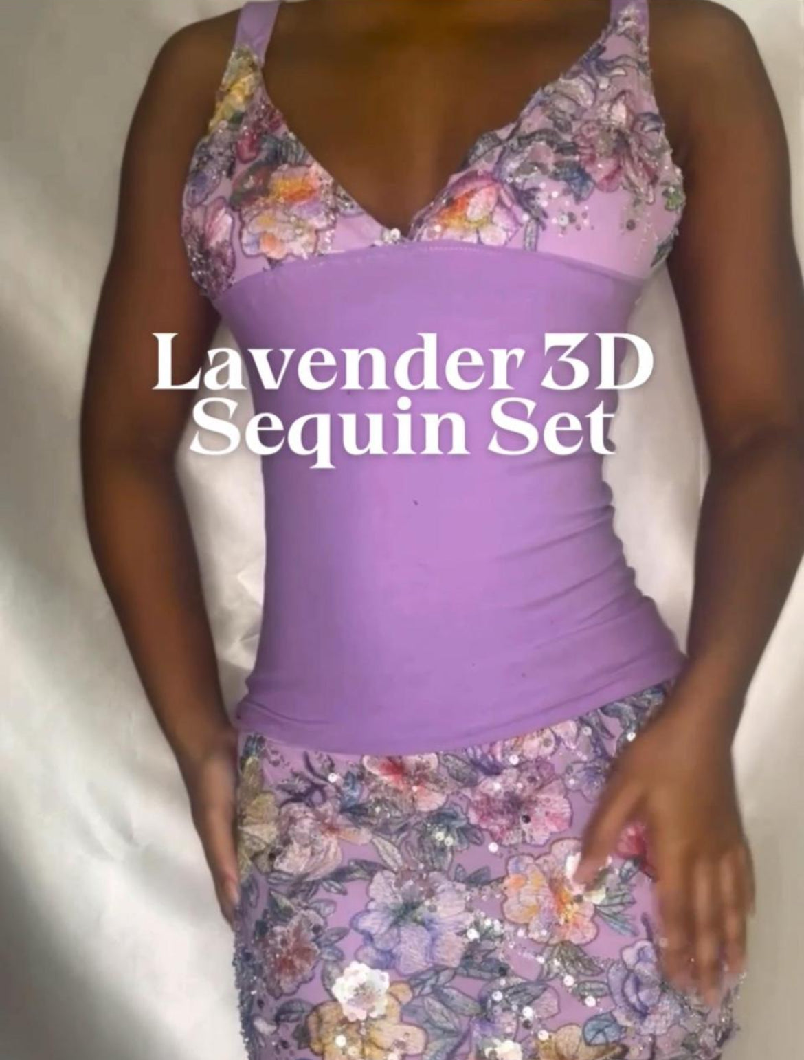 Floral 3D Sequin Mini Skirt set