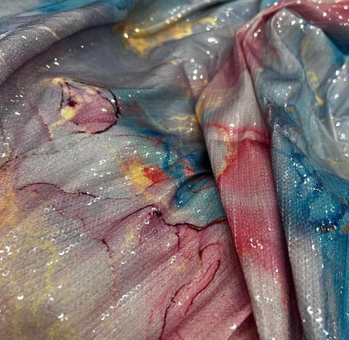 Multi-color pastel mini sequin skirt