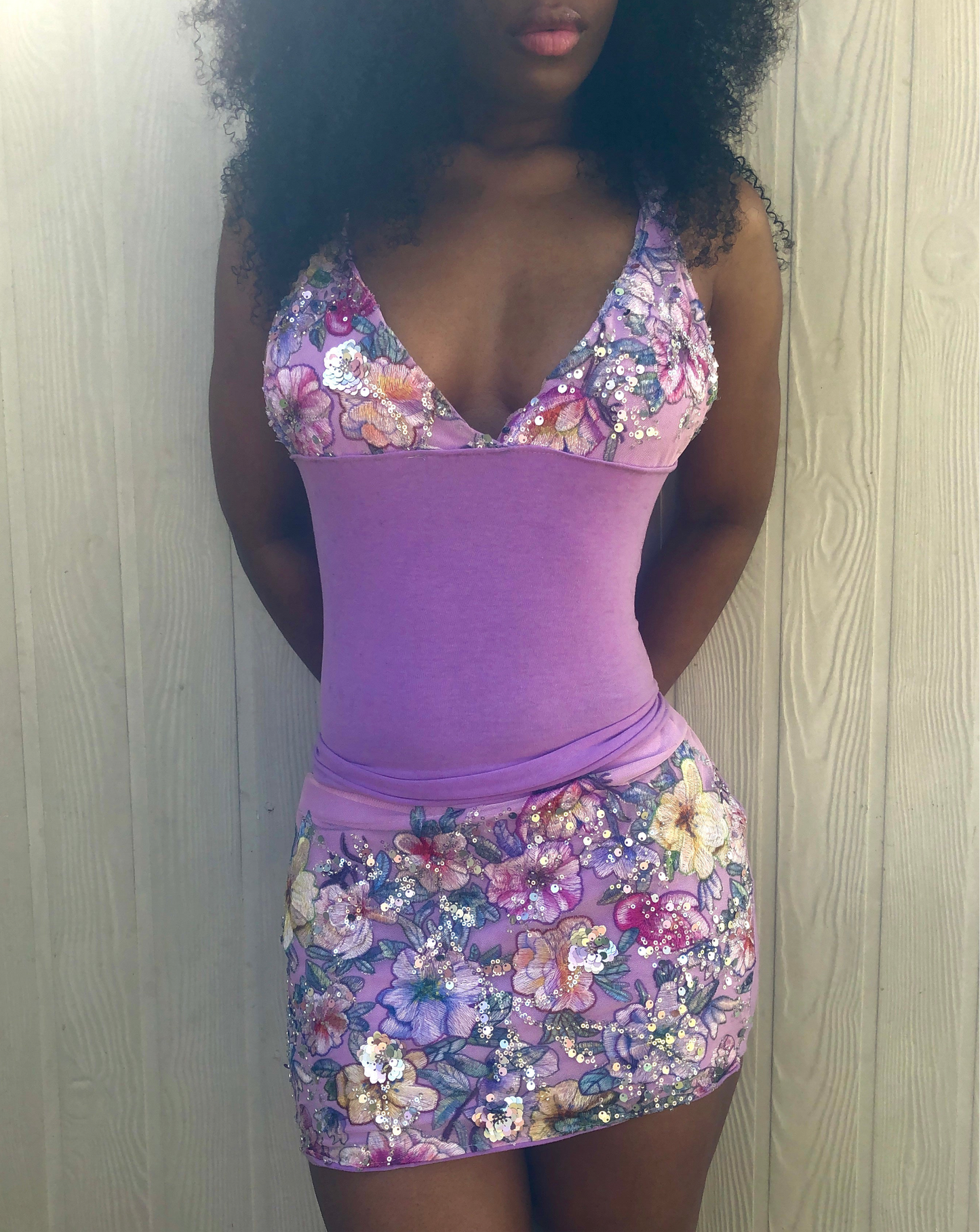 Floral 3D sequin skirt