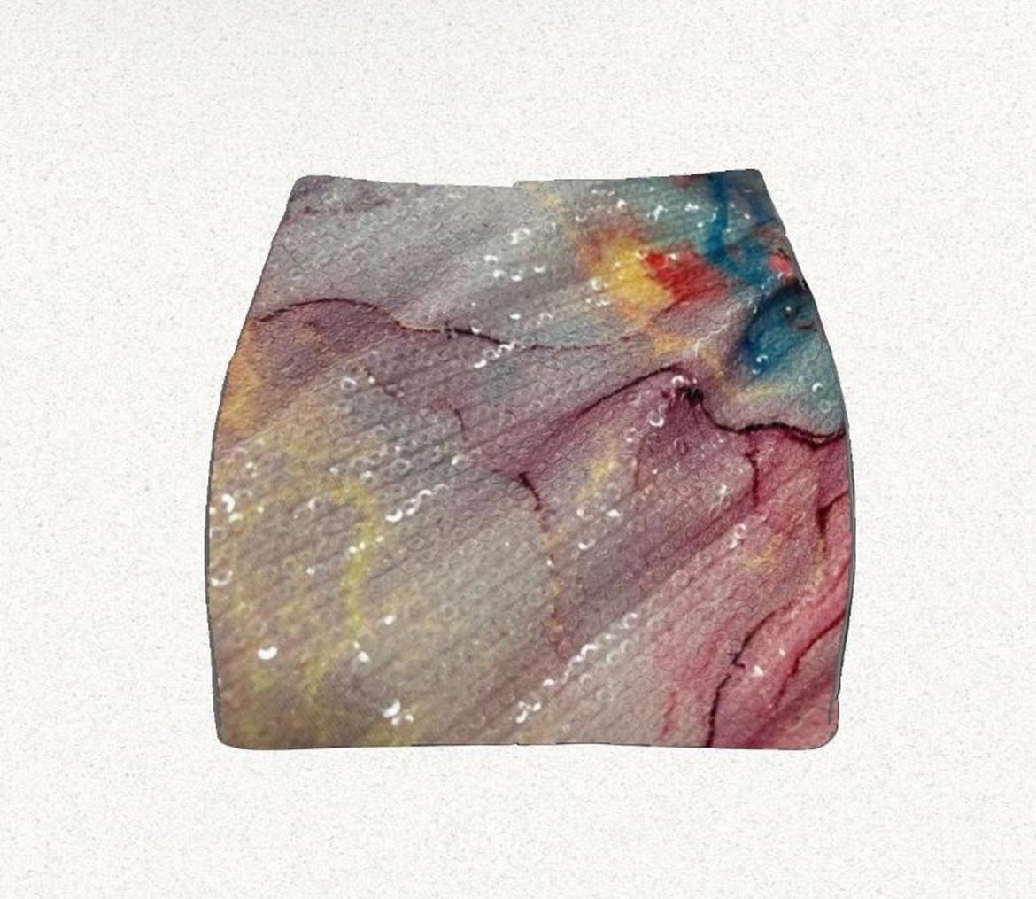 Multi-color pastel mini sequin skirt